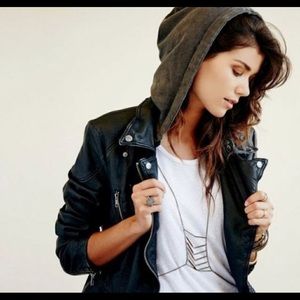 Free People Vegan Leather Jacket w/ removable hood